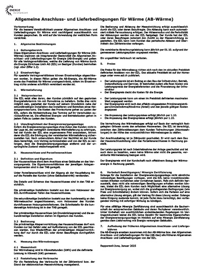 Allgemeine Anschluss und Lieferbedingungen Wärme