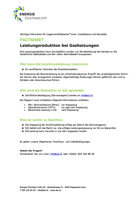 Factsheet Leistungsreduktion